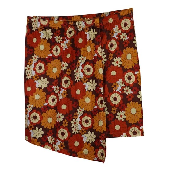 Shein Curve Retro Floral Brown 2-Pc Crop Top and Pull-on Skirt Women Size OXL 12 - Picture 4 of 14